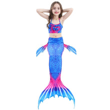 Load image into Gallery viewer, 3 PCS / Sets Children Swimming Mermaid Tails Bikini Cosplay Mermaid Swimwear, Size: 110