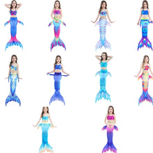 Load image into Gallery viewer, 3 PCS / Sets Children Swimming Mermaid Tails Bikini Cosplay Mermaid Swimwear, Size: 110