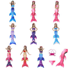 Load image into Gallery viewer, 3 PCS / Sets Children Swimming Mermaid Tails Bikini Cosplay Mermaid Swimwear, Size: 130