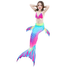 Load image into Gallery viewer, 3 PCS / Sets Children Swimming Mermaid Tails Bikini Cosplay Mermaid Swimwear, Size: 110(Magenta+Blue)