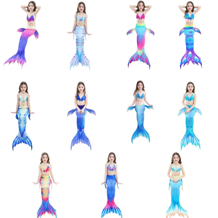 3 PCS / Sets Children Swimming Mermaid Tails Bikini Cosplay Mermaid Swimwear, Size: 110(Magenta+Blue)