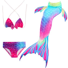Load image into Gallery viewer, 3 PCS / Sets Children Swimming Mermaid Tails Bikini Cosplay Mermaid Swimwear, Size: 150