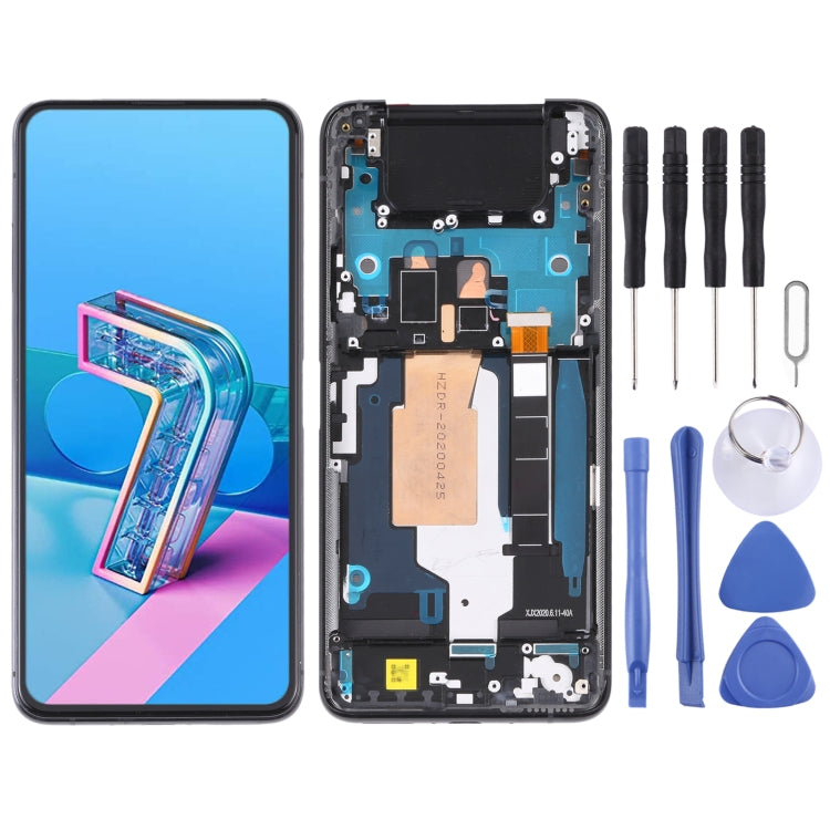 90Hz AMOLED Material LCD Screen and Digitizer Full Assembly with Frame for Asus Zenfone 7 Pro / Zenfone 7 ZS670KS ZS671KS