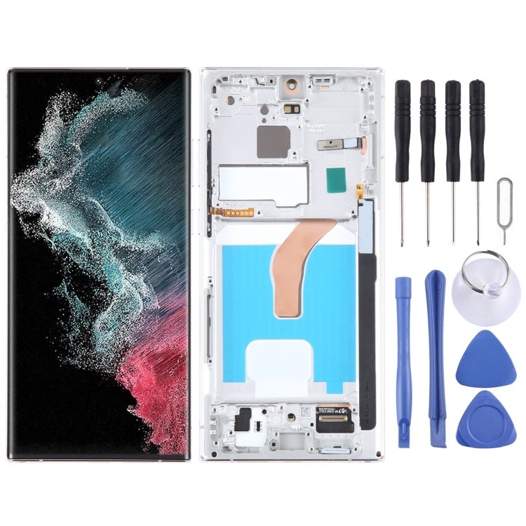 OLED LCD Screen For Samsung Galaxy S22 Ultra 5G SM-S908B Digitizer Full Assembly with Frame