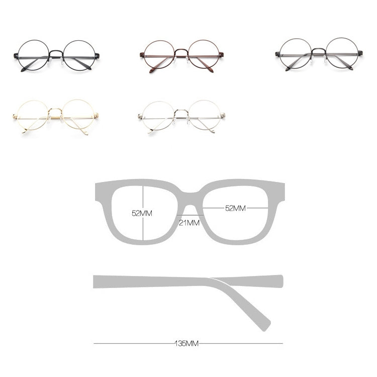 Round-Framed Glasses Small Fresh, Golden, Silver, Bronze, Gun gray, Round-Framed Glasses