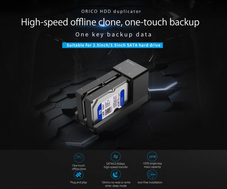 ORICO 6528US3-C 2.5 / 3.5 inch Hard Drive Enclosure with Duplicator, 6528US3-C