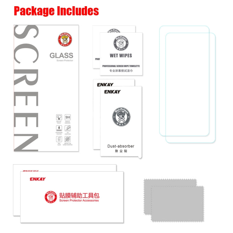 2 PCS ENKAY Hat-Prince 0.26mm 2.5D 9H Tempered Glass Protective Film for Samsung Galaxy A80