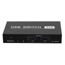 Load image into Gallery viewer, 2x4 USB Switch 2 Port PCs Sharing 4 Devices for Printer Keyboard Mouse Monitor, 2x4 USB Switc