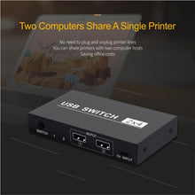Load image into Gallery viewer, 2x4 USB Switch 2 Port PCs Sharing 4 Devices for Printer Keyboard Mouse Monitor, 2x4 USB Switc