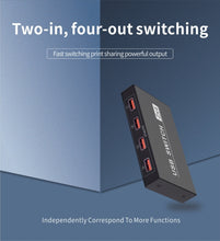 Load image into Gallery viewer, 2x4 USB Switch 2 Port PCs Sharing 4 Devices for Printer Keyboard Mouse Monitor, 2x4 USB Switc