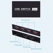 Load image into Gallery viewer, 2x4 USB Switch 2 Port PCs Sharing 4 Devices for Printer Keyboard Mouse Monitor, 2x4 USB Switc