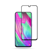 Load image into Gallery viewer, mocolo 0.33mm 9H 2.5D Full Glue Silk Print Tempered Glass Film for Galaxy A40, Support Fingerprint Unlock(Black)