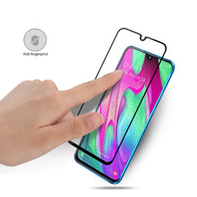 Load image into Gallery viewer, mocolo 0.33mm 9H 2.5D Full Glue Silk Print Tempered Glass Film for Galaxy A40, Support Fingerprint Unlock(Black)