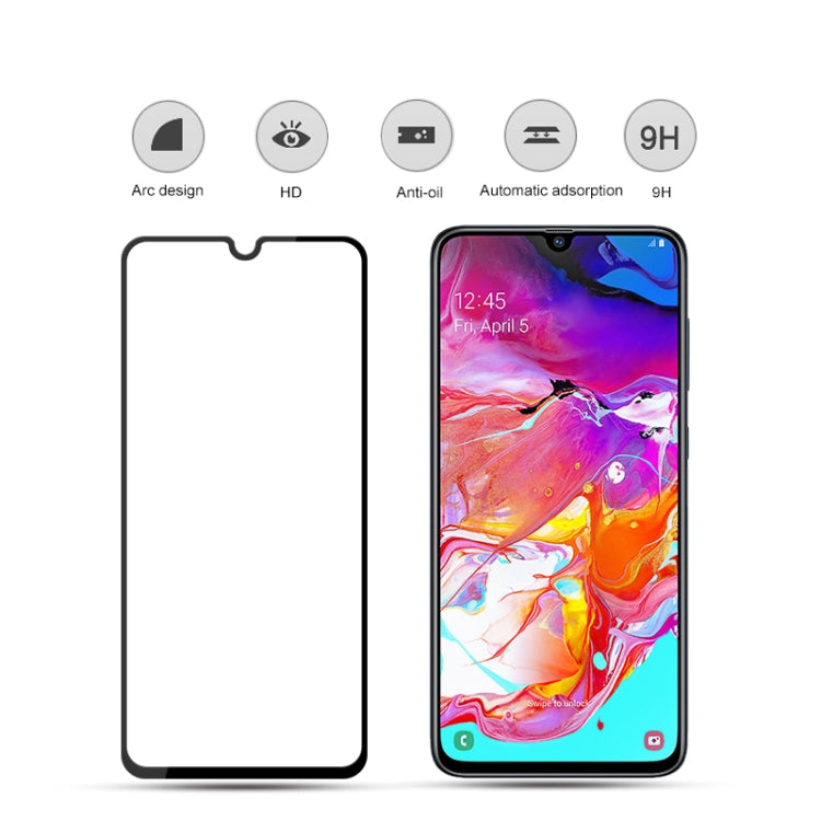 mocolo 0.33mm 9H 2.5D Full Glue Silk Print Tempered Glass Film for Galaxy A70, Support Fingerprint Unlock(Black)