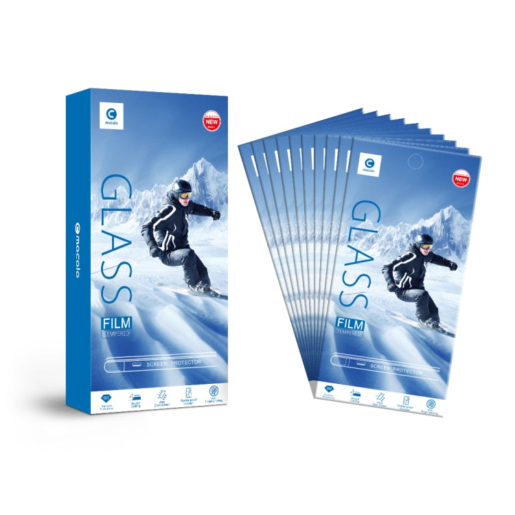 10pcs mocolo 0.33mm 9H 2.5D Full Glue Silk Print Tempered Glass Film for Galaxy A70, Support Fingerprint Unlock(Black)