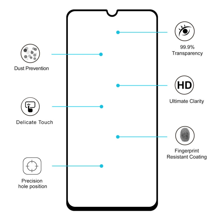 ENKAY Hat-prince Full Glue 0.26mm 9H 2.5D Tempered Glass Film for Galaxy A70