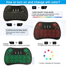 Load image into Gallery viewer, I8 Max 2.4GHz Mini Wireless Keyboard with Touchpad Rechargeable Fly Air Mouse Smart Game 7-color Backlit
