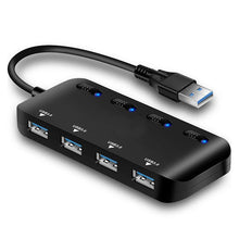 Load image into Gallery viewer, Ultra Speed USB3.0 4 Port Hub with Switch, USB 3.0