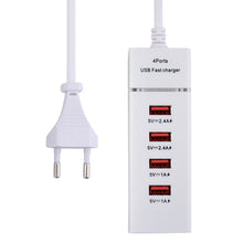 Load image into Gallery viewer, 5V 4.1A 4 USB Ports Charger Adapter with Power Plug Cable, Cable Length: 1.5m, EU Plug, EU Plug