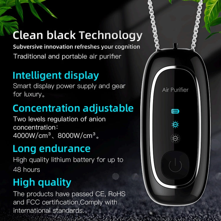 KY100A Portable Negative Ion Air Purifier Neck Hanging Air Purifier, Rectangle White, Rectangle Black