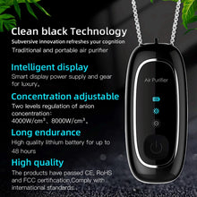 Load image into Gallery viewer, KY100A Portable Negative Ion Air Purifier Neck Hanging Air Purifier, Rectangle White, Rectangle Black