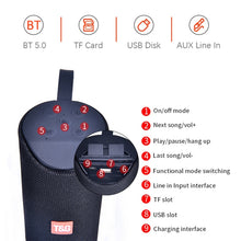 Load image into Gallery viewer, T&amp;G TG169 LED Portable Bluetooth Speaker Outdoor Waterproof Subwoofer 3D Stereo Mini wireless Loudspeaker Support AUX FM TF card