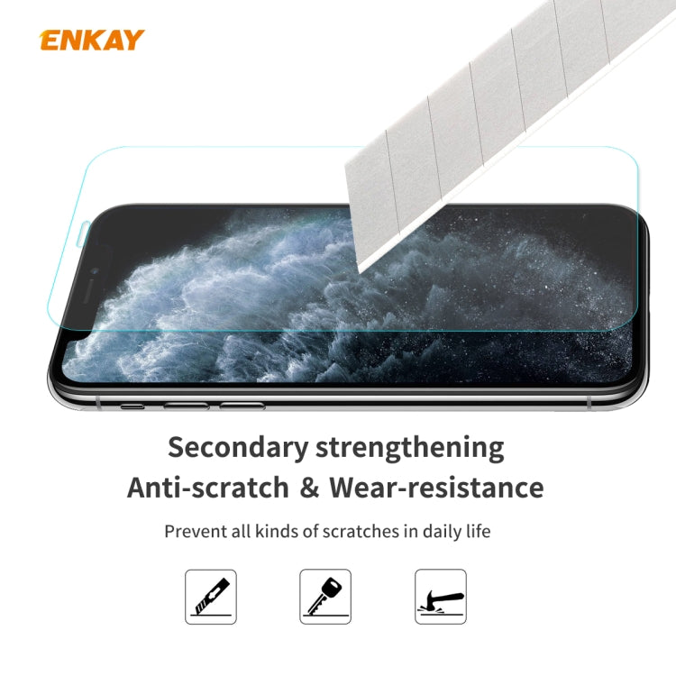 For iPhone 11 Pro ENKAY ENK-PC0322 2 in 1 Business Series Denim Texture PU Leather + TPU Soft Slim Case Cover ＆ 0.26mm 9H 2.5D Tempered Glass Film, For iPhone 11 Pro