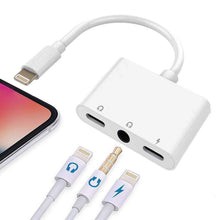 Load image into Gallery viewer, ZS-KL21820 3 in 1 8 Pin to 8 Pin Charging Port + 8 Pin Earphone Jack + 3.5mm Earphone Jack Earphone Adapter Adapter