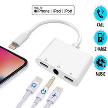 Load image into Gallery viewer, ZS-KL21820 3 in 1 8 Pin to 8 Pin Charging Port + 8 Pin Earphone Jack + 3.5mm Earphone Jack Earphone Adapter Adapter