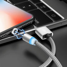 Load image into Gallery viewer, 2 in 1 USB to 8 Pin + Micro USB Magnetic Metal Interface Nylon Braided Charging Cable, Length: 1m, 1m