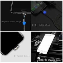 Load image into Gallery viewer, 2 in 1 USB to 8 Pin + Micro USB Magnetic Metal Interface Nylon Braided Charging Cable, Length: 1m, 1m
