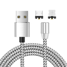 Load image into Gallery viewer, 2 in 1 USB to 8 Pin + Micro USB Magnetic Metal Interface Nylon Braided Charging Cable, Length: 1m, 1m