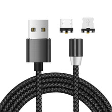 Load image into Gallery viewer, 2 in 1 USB to 8 Pin + Micro USB Magnetic Metal Interface Nylon Braided Charging Cable, Length: 1m, 1m