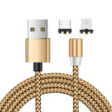Load image into Gallery viewer, 2 in 1 USB to 8 Pin + Micro USB Magnetic Metal Interface Nylon Braided Charging Cable, Length: 1m, 1m