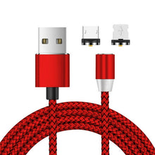 Load image into Gallery viewer, 2 in 1 USB to 8 Pin + Micro USB Magnetic Metal Interface Nylon Braided Charging Cable, Length: 1m, 1m