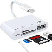 Load image into Gallery viewer, ZS-S1827 4 in 1 SD Card + TF Card + 8 Pin Charge + USB Interface to 8 Pin Interface Camera Reader Adapter, Support All iOS System