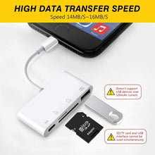 Load image into Gallery viewer, ZS-S1827 4 in 1 SD Card + TF Card + 8 Pin Charge + USB Interface to 8 Pin Interface Camera Reader Adapter, Support All iOS System