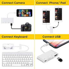 Load image into Gallery viewer, ZS-S1827 4 in 1 SD Card + TF Card + 8 Pin Charge + USB Interface to 8 Pin Interface Camera Reader Adapter, Support All iOS System