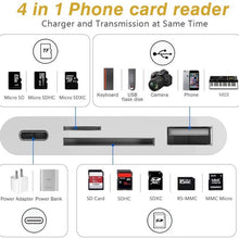 Load image into Gallery viewer, ZS-S1827 4 in 1 SD Card + TF Card + 8 Pin Charge + USB Interface to 8 Pin Interface Camera Reader Adapter, Support All iOS System