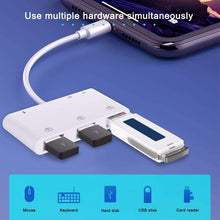 Load image into Gallery viewer, ZS-S1852 6 in 1 3 USB Female to 8 Pin Male OTG Camera Card Reader Adapter with SD &amp; TF Card &amp; 8 Pin Charging Interface, Support All iOS System