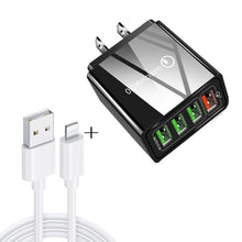 Load image into Gallery viewer, 2 in 1 1m USB to 8 Pin Data Cable + 30W QC 3.0 4 USB Interfaces Mobile Phone Tablet PC Universal Quick Charger Travel Charger Set, US Plug, 8 Pin Set US Plug