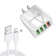 Load image into Gallery viewer, 2 in 1 1m USB to 8 Pin Data Cable + 30W QC 3.0 4 USB Interfaces Mobile Phone Tablet PC Universal Quick Charger Travel Charger Set, US Plug, 8 Pin Set US Plug
