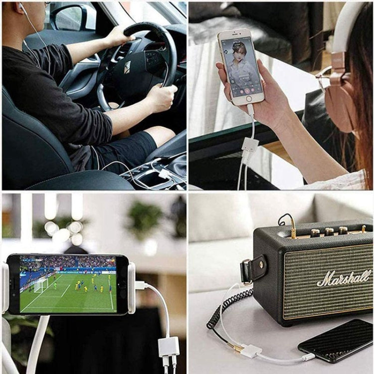 ZS-KL21804 2 in 1 8 Pin to 3.5mm Audio + 8 Pin Charging Interface, Earphone Adapter, Suitable for All IOS Systems