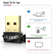 Load image into Gallery viewer, EDUP EP-AC1651 USB WIFI Adapter 650Mbps Dual Band 5G/2.4GHz External Wireless Network Card Wifi Dongle Receiver for Laptop Windows MacOS
