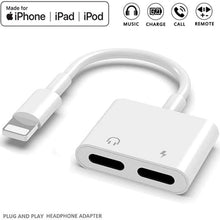 Load image into Gallery viewer, ZS-S1802 2 in 1 8 Pin Male to 8 Pin Charging + 8 Pin Audio Female Connector Earphone Adapter, Support Calls &amp; Wire Control, Compatible with All IOS System