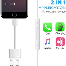 Load image into Gallery viewer, ZS-S1802 2 in 1 8 Pin Male to 8 Pin Charging + 8 Pin Audio Female Connector Earphone Adapter, Support Calls &amp; Wire Control, Compatible with All IOS System