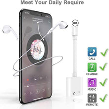 Load image into Gallery viewer, ZS-S1802 2 in 1 8 Pin Male to 8 Pin Charging + 8 Pin Audio Female Connector Earphone Adapter, Support Calls &amp; Wire Control, Compatible with All IOS System