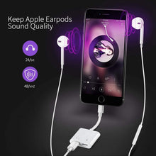 Load image into Gallery viewer, ZS-S1802 2 in 1 8 Pin Male to 8 Pin Charging + 8 Pin Audio Female Connector Earphone Adapter, Support Calls &amp; Wire Control, Compatible with All IOS System