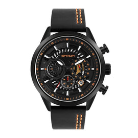 SANDA 5010P Six-Pin Cool Big Dial Waterproof Three-Eye Men Watch Leather Strap Fashion Trend Men Watch