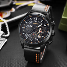 Load image into Gallery viewer, SANDA 5010P Six-Pin Cool Big Dial Waterproof Three-Eye Men Watch Leather Strap Fashion Trend Men Watch